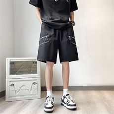 K75-P27新款简约冰丝拉链装饰ins潮流潮五分裤，男装休闲裤，星座1501-1