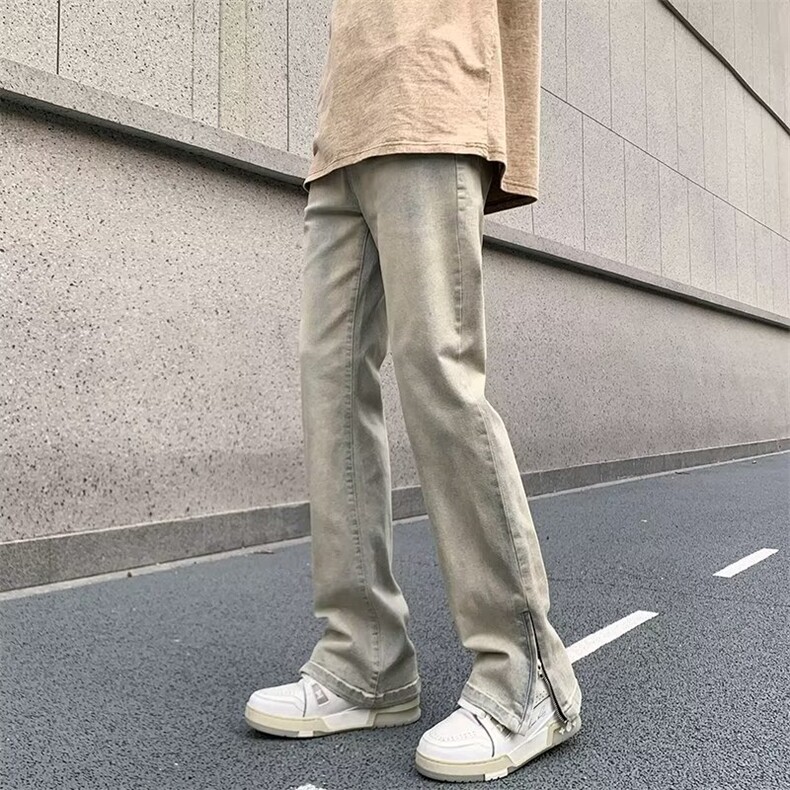美式vibe裤子高街水洗牛仔裤男设计感小众拉链裤N755P55,男装牛仔裤,星座1116-2