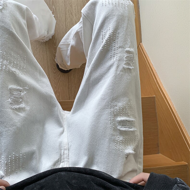 美式vibe裤子男ins潮水洗破洞毛边牛仔裤男直筒微喇叭裤N1433-p45,男装牛仔裤,星座1008-1