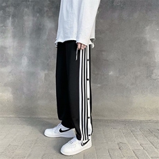 全开扣排扣裤男潮流百搭夏季运动裤ins百搭宽松直筒裤子k141-p35，男装休闲裤，星座1008-1