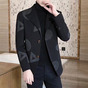 2021男士短款毛呢夹克时尚休闲呢子修身外套排扣翻领衣服N26图片