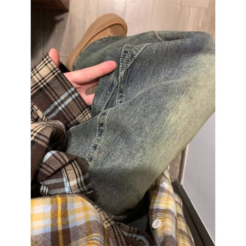 直筒牛仔裤女秋冬新款设计感高腰显瘦小个子阔腿拖地裤L11200-P52,男装牛仔裤,星座1008