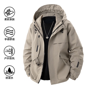 2025春款美式连帽服夹克男港风复古工装外套JK0136-P85图片