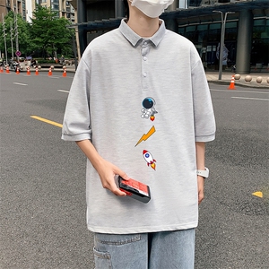 PL57165-P35 翻领短袖polo衫男大码胖子半袖t恤男有领保罗衫 模特图片