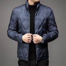 冬季羽绒服男士短款加厚保暖时尚青年潮服轻薄立领外套白鸭绒，男装羽绒服，钱塘6003（原4033）