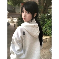 2026新款字母刺绣拉链重磅帽衫卫衣女秋季慵懒风宽松廓形外套上衣，女装短外套，星座601-1