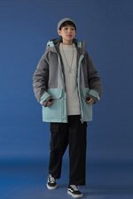 20年冬季新款撞色拼接连帽小清新羽绒服含DS-B293-A782-P245，男装羽绒服，电商A306