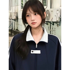 抖音得物品质秋冬美式高街重磅结构拼接织带翻领卫衣夹克外套W113，男装夹克，电商A486