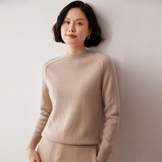 秋冬新款洋气时尚百搭显瘦女款半高领35%山羊绒衫，女装羊绒衫，艾巧羊绒