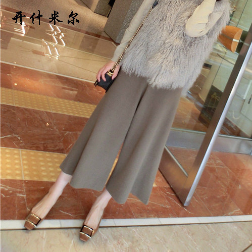 时尚女士秋冬包芯纱阔腿九分裤显瘦高腰宽松休闲裤，女装休闲裤，洁纯羊绒