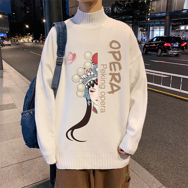 M18161-P45 加绒款-P65半高领毛衣男士大码针织衫男毛线衣男图片