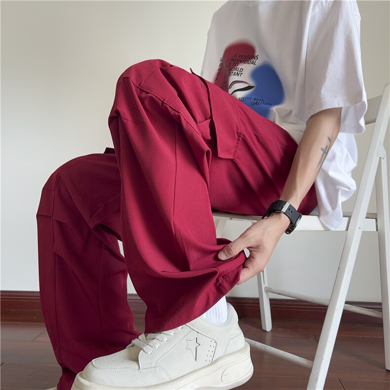 抖音品质夏季新款工装口袋褶皱宽松冰丝裤B315-K24180-特P35控68,男装工装外套,电商B315