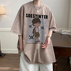 量大优可提供视频2024夏水洗美式短袖HD019-1-ST2419-P30，男装T恤，电商019-1