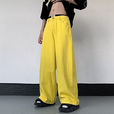 欧美街头宽松阔腿裤男女高腰休闲百搭直筒拖地牛仔长裤子3009-p45，男装休闲裤，星座1008-1