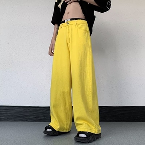 欧美街头宽松阔腿裤男女高腰休闲百搭直筒拖地牛仔长裤子3009-p45图片
