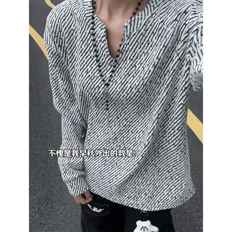 XZ809A/SYR49/特P24/控48小香风银丝V领长袖T恤卫衣,男装T恤,星座809A(原222-1)