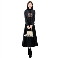 2021秋冬新款香云纱棉衣貂毛套装重工刺绣时尚百搭两套装，女装职业装，韩然一族