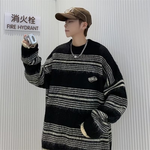 潮设计感条纹毛衣男潮牌春秋季高级感慵懒针织衫上衣 ZM53-P45图片