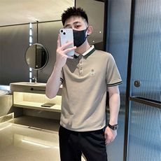 2026夏季短袖T恤翻领Polo衫小人刺绣撞色修身潮流半袖D342-T0267，男装T恤，电商D342