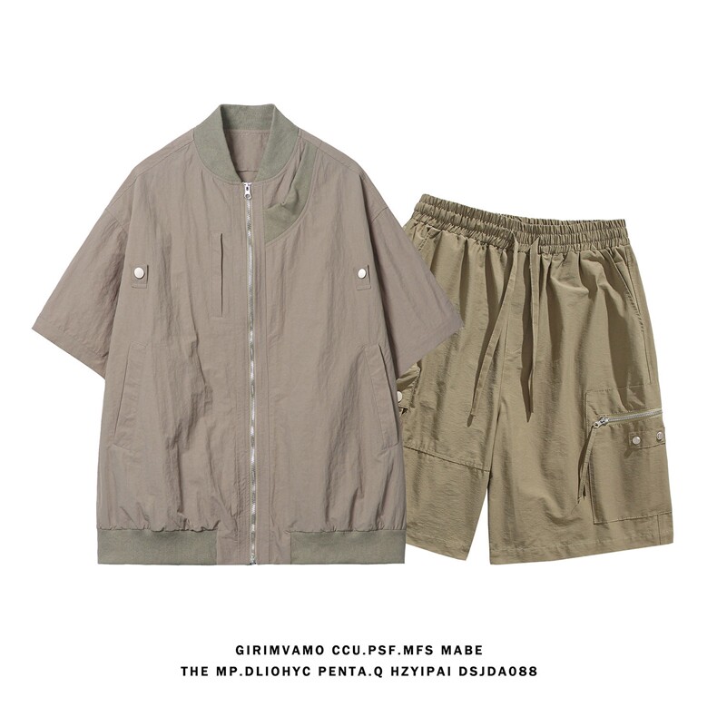 白底超电商A188-DW3301DK2001-TP116上衣100锦纶夏季套装控188，男装休闲套装，电商A188