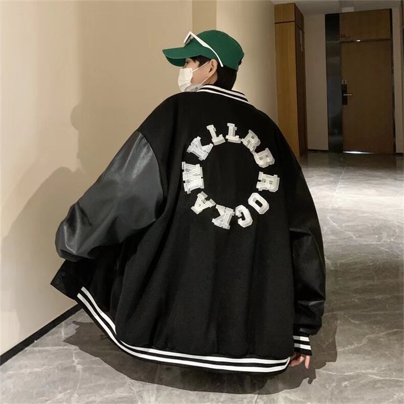 潮流夹克潮男春季毛呢拼皮夹克J51P63,男装夹克,星座1116-2