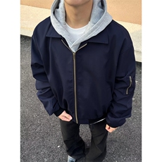 W05-P57藏青色飞行员夹克外套男秋冬款高级感cleanfit短款棉服，男装夹克，电商B323A