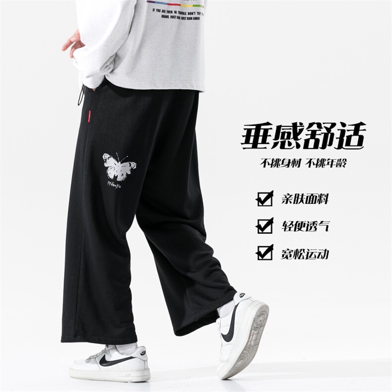 2021秋季新无影墙日系大码男蝴蝶反光印花直筒休闲卫裤K2071-P40，男装休闲裤，电商A001