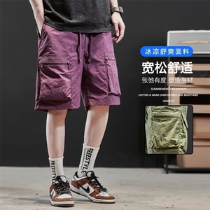 五分裤男港风潮流口袋拉链个性帅气2024夏季新款ins短裤K5069-P42图片
