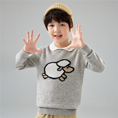 秋冬新款儿童100%羊毛Polo领针织衫女童加厚保暖小羊提花羊绒衫，童装儿童羊毛衫，初丹羊绒童装