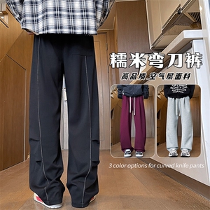 特批P45无差价秋新高克重空气层弯刀糯米裤男cleanfit拖地裤K1687图片