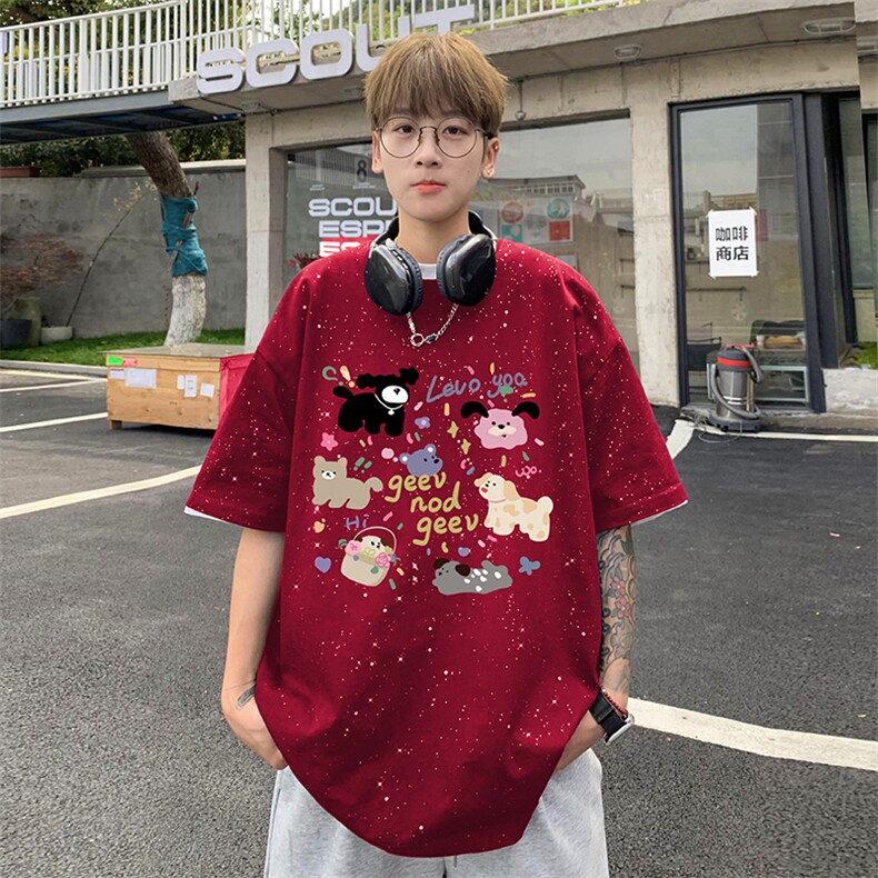 量大优供抖音视频支持得物配合二开美式满天星亮片短袖T恤MTX569,男装T恤,电商A486