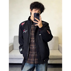 1506/QB550/P70美式复古腊肠假两件夹克男春季情侣宽松百搭夹克，男装夹克，星座1506