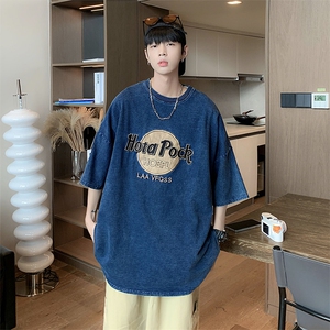 夏季宽松美式字母短袖潮牌百搭ins潮2023新款半袖男 T1187-P45图片
