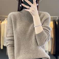 长袖套头时尚气质简约百搭纯色显瘦羊毛针织衫，女装羊毛衫，暖圣羊羊绒