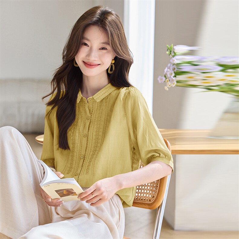 【现货】苎麻小衫,女装衬衫,七禧