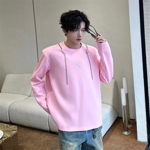 链条项链款男大时尚卫衣秋冬打底设计高街痞帅潮男打底衫长袖P55图片
