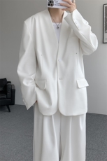 潮流休闲圆领西装外套高级痞帅宽松韩版西服外套可整套搭配P85，男装西服，电商B319