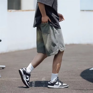 夏季高街潮牌牛仔短裤男款直筒宽松刺绣工装牛仔裤五分裤XD228图片