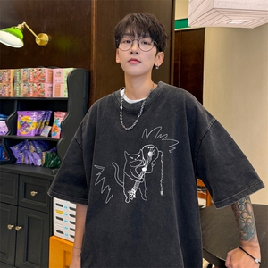 直播品质 240克重磅 水洗做旧短袖t恤男女 SDX234-特P 25 控48图片