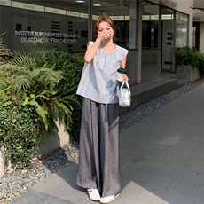 条纹飞袖上衣休闲裤套装2025新款女夏季韩系高级感流行ootd一整套，女装套装/套裙，2C258