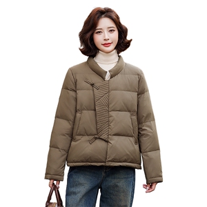 现货主推款90白鸭绒2024新款盘扣小个子短款羽绒服女图片