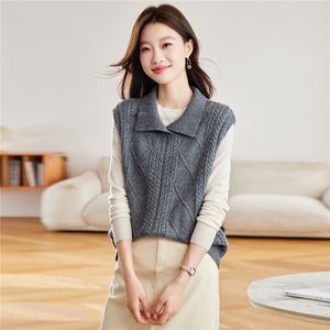 2025新款秋冬季韩系宽松超好看的高领无袖毛衣背心马甲上衣女外套图片