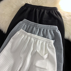 秋款男装现货华夫格子宽松束脚休闲裤运动卫裤D201-DM78-P50，男装休闲裤，电商D321-1