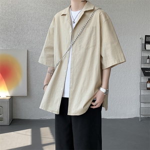 8XL-M亚麻短袖衬衫男夏薄款宽松休闲百搭大码半袖衬衣DC28002P50图片
