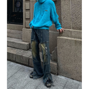 博主图不拿货牛仔裤男秋冬微喇叭cleanfit裤子-KZA33-P65图片