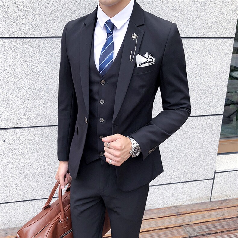 夏季薄款纯色西装套装三件套礼服修身西装SJT-W7012-P250,男装休闲套装,星座1012
