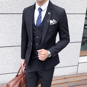夏季薄款纯色西装套装三件套礼服修身西装SJT-W7012-P250