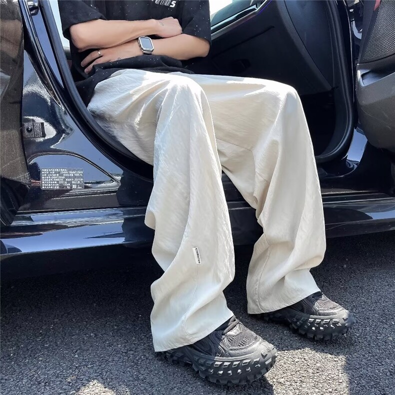 冰丝裤子男夏季薄款慵懒风oversize速干垂感阔腿情侣裤K28511-p35,男装休闲裤,星座1008-1