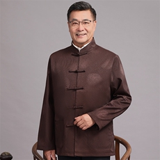 常货春款中老年风唐装外套男中式复古盘扣汉服爷爷过生日外套，男装民族服装，钱塘723