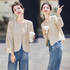 2025冬装新款时尚气质亮片盘扣外套，女装短外套，曼琳思菲